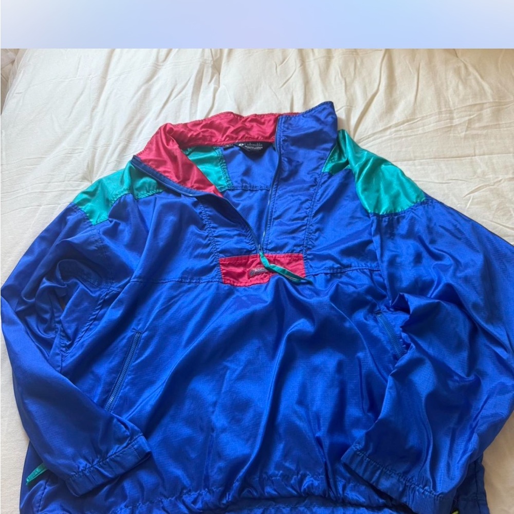 Columbia Blue and Red Windbreaker